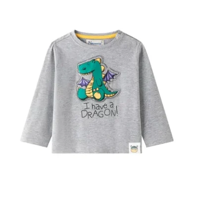 Camiseta de manga larga dragón gris