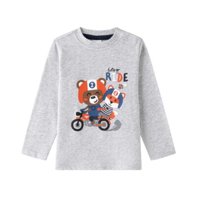 Camiseta de manga larga osito gris