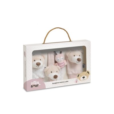 Set sonajeros para pies y muñecas osito rosa