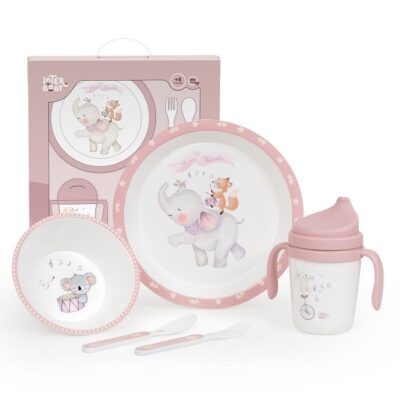 Set vajilla 5 piezas Elefante rosa