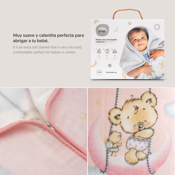 Manta saco Rachel osito rosa - Imagen 3