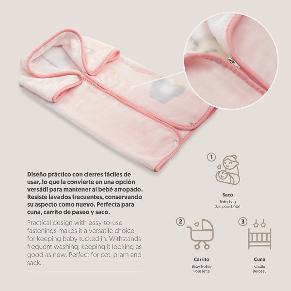 Manta saco Rachel osito rosa - Imagen 4