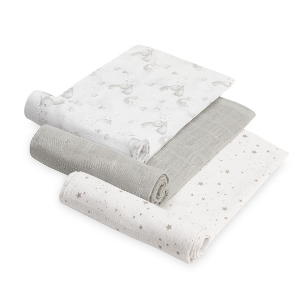Gasas 80x80 pack de 3 conejitos gris