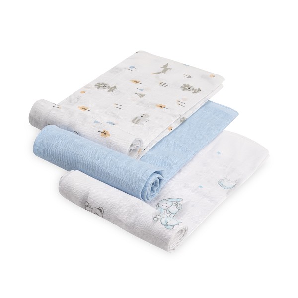 Gasas 80x80 pack de 3 bosque azul