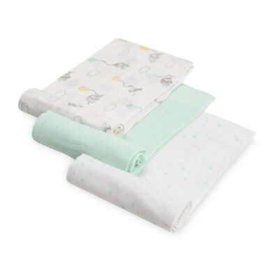 Gasas 80x80 pack de 3 elefantes verde
