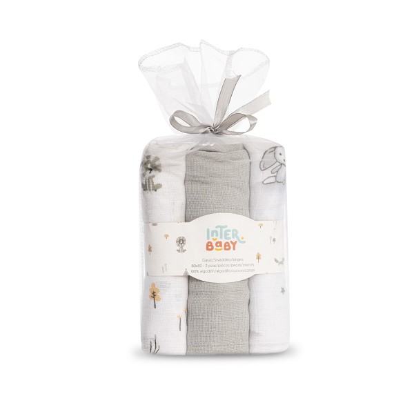 Gasas 80x80 pack de 3 bosque gris - Imagen 5
