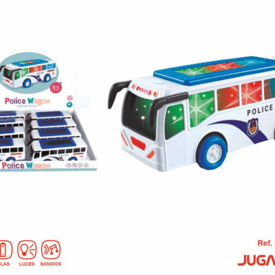 Autobús policía fricción con luces 3D y sonidos