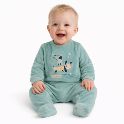 Pelele de terciopelo turquesa Babybol