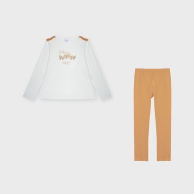 Conjunto de legging blanco/camel