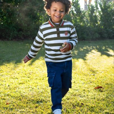 Polo camisero de rayas verde