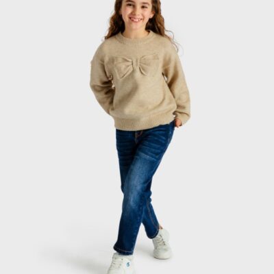 Jersey de punto beig "lazo"