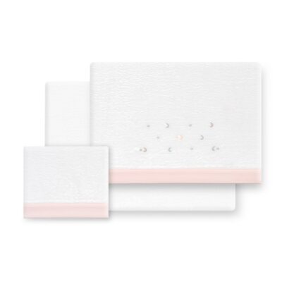 Tríptico sábana coralina cuna estrellas rosa