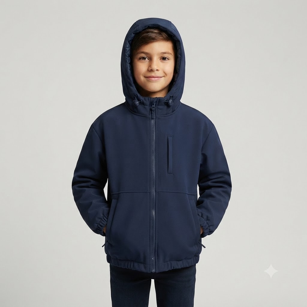 f65b7777-04c9-448d-9524-d13c2862aaa0 - Da-Da Kids Boy wearing a navy hooded jacket, hands in pockets, facing the camera.