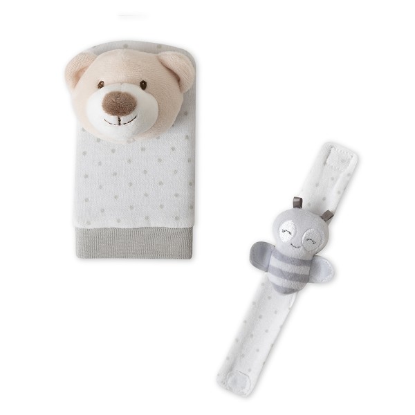 Set sonajeros para pies y muñecas osito gris - Imagen 3