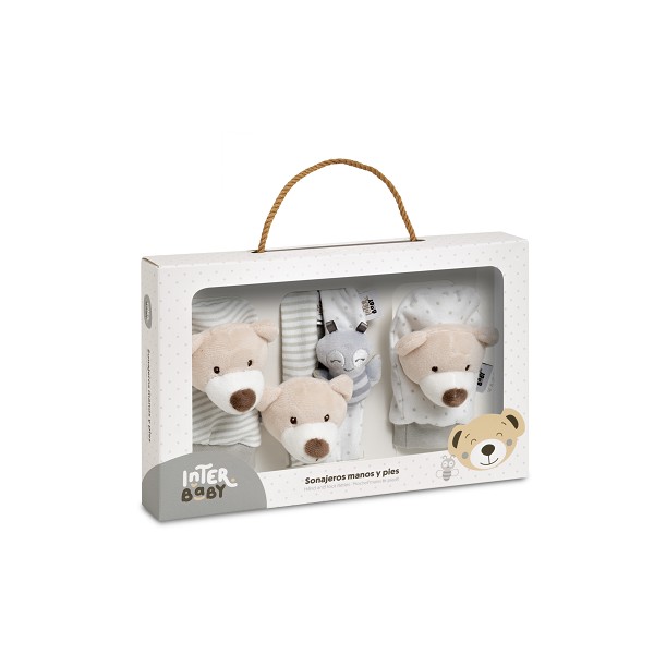 Set sonajeros para pies y muñecas osito gris