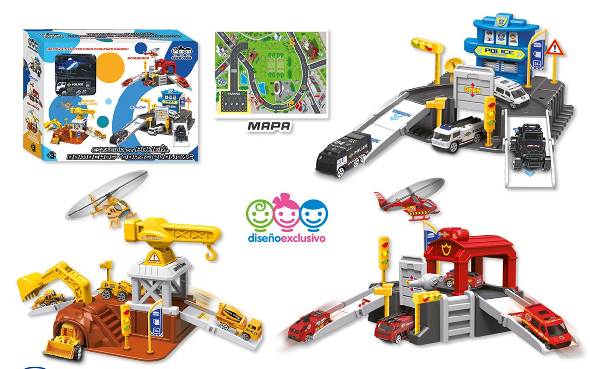 Estación con coche, helicóptero y accesorios