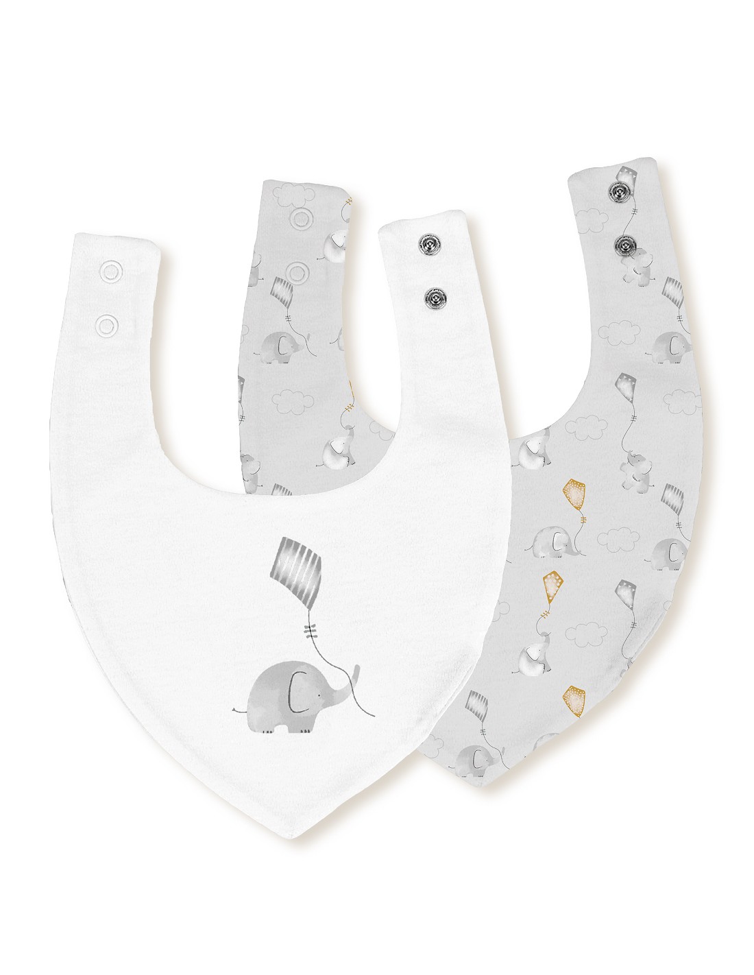pack-2-baberos-bandana-20x30-cms-mod-elefante-cometa-bco-gris - Da-Da Kids