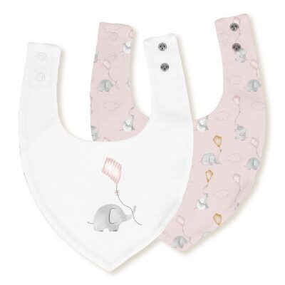 pack-2-baberos-bandana-20x30-cms-mod-elefante-cometa-bco-rosa - Da-Da Kids