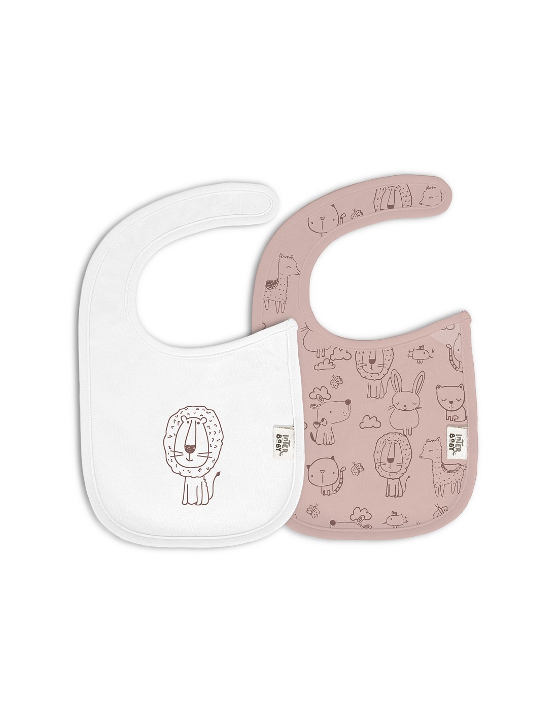 pack-2-baberos-velcro-20x30-cms-mod-animalitos-rosa 1 - Da-Da Kids