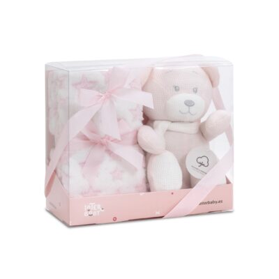 set-peluche-crochet-oso-manta-estrella-rosa - Da-Da Kids
