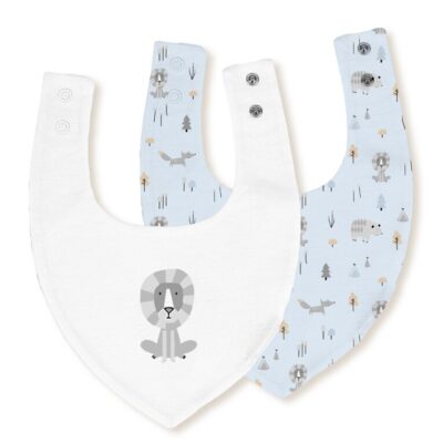 Pack de 2 baberos bandana de bambú impermeables azul