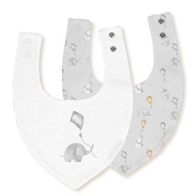 Pack 2 baberos bandana de bambú impermeables gris