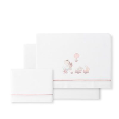 Tríptico sábana algodón cuna jirafa rosa maquillaje