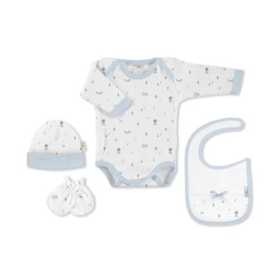 Set regalo 4 piezas animales azul DON ALGODÓN