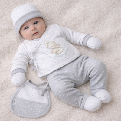 Set regalo 5 piezas elefantito gris