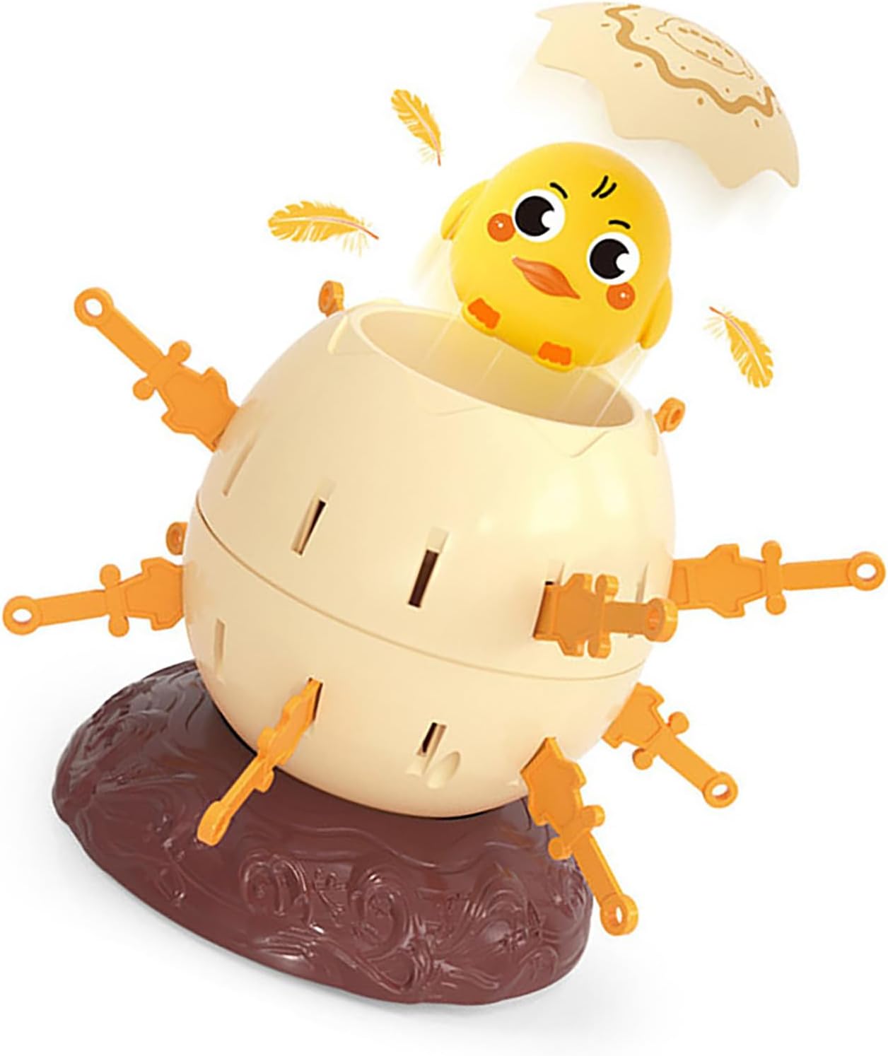 61cRubrfNfL_AC_SL1500_ - Da-Da Kids Chick hatching from a beige segmented egg with orange detachable limbs, perched on a brown rocky base
