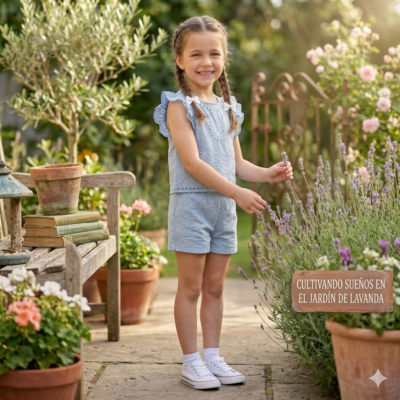Short azul con Bordado Calado