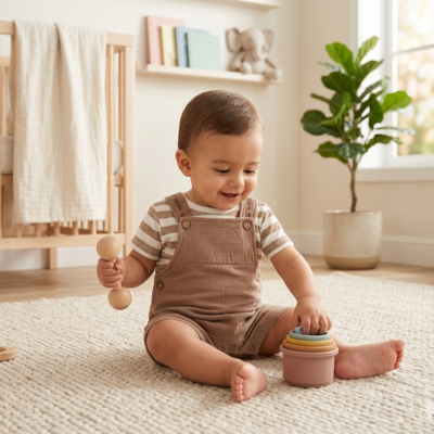 Peto y camiseta bambula marrón