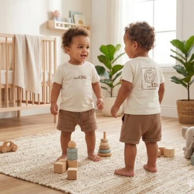 Conjunto 2 piezas de bambula marrón