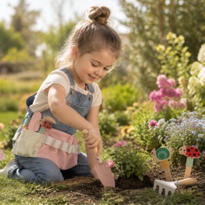 WhatsApp Image 2026-07-20 at 131541 - Da-Da Kids Young girl kneels in a garden, using a small trowel to plant flowers with garden tools nearby and a watering can набор.