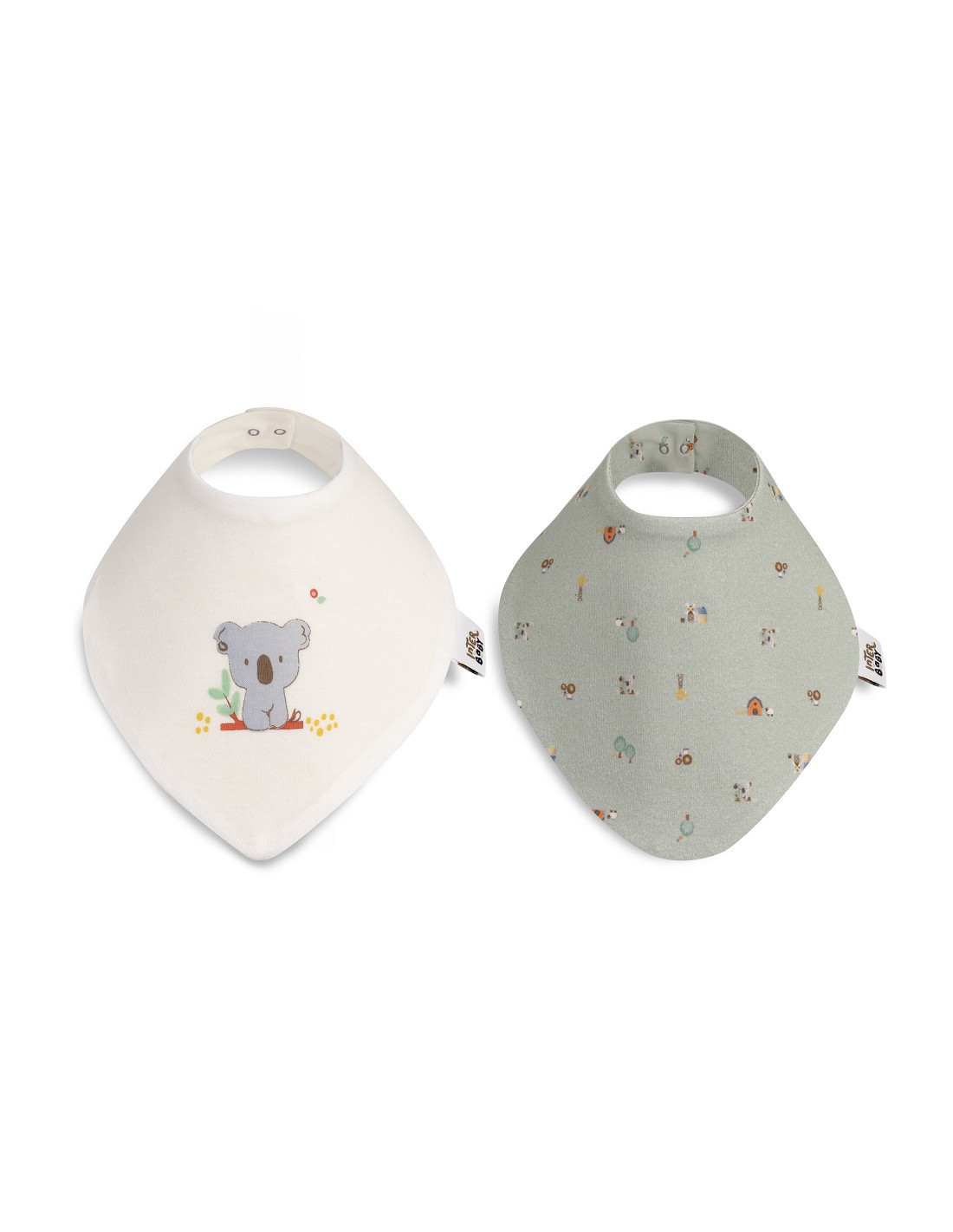 pack2-babero-bandana-modelo-granja-koala-bco-verde - Da-Da Kids