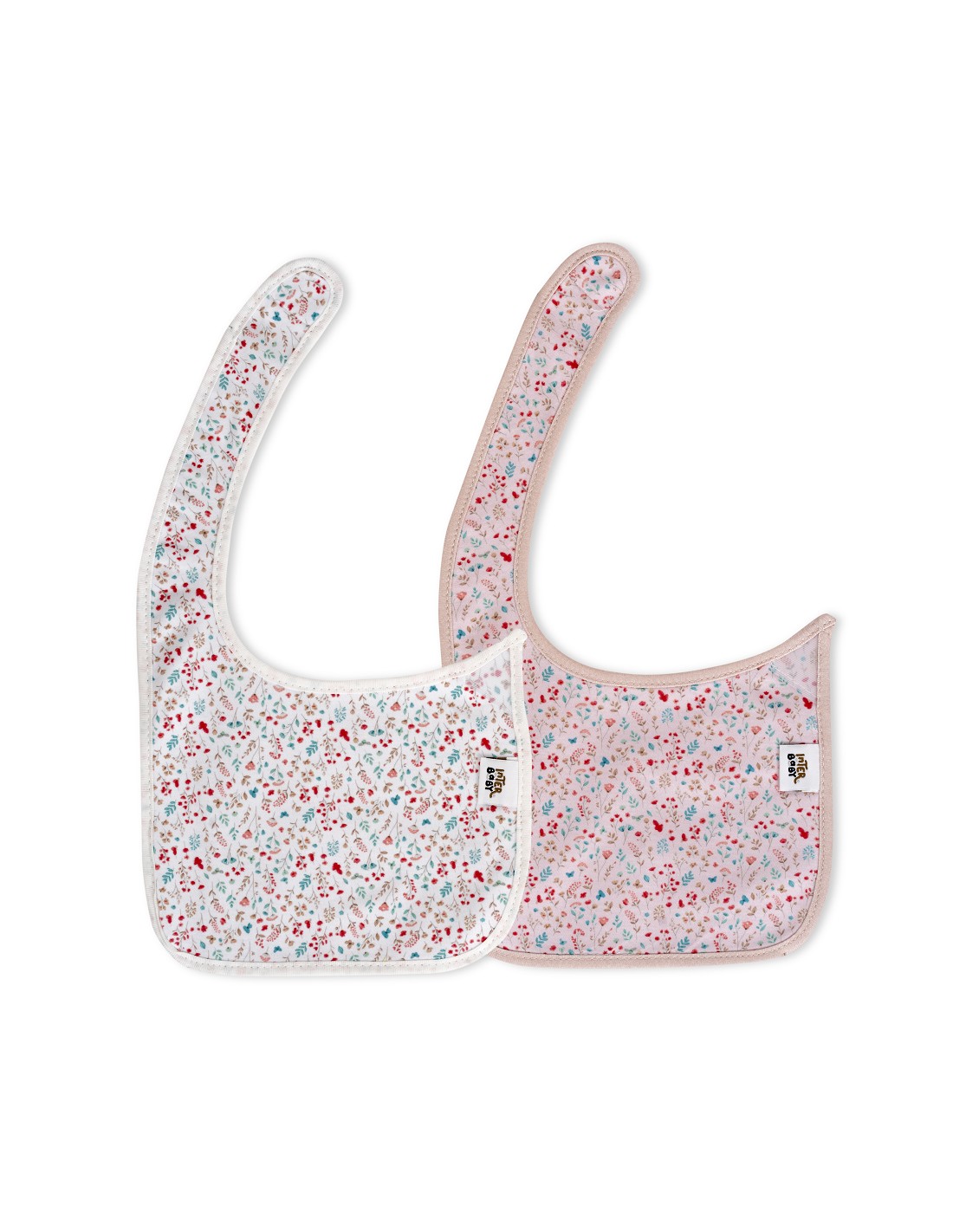 pack2-babero-velcro-modelo-flores-petalos-bco-rosa - Da-Da Kids