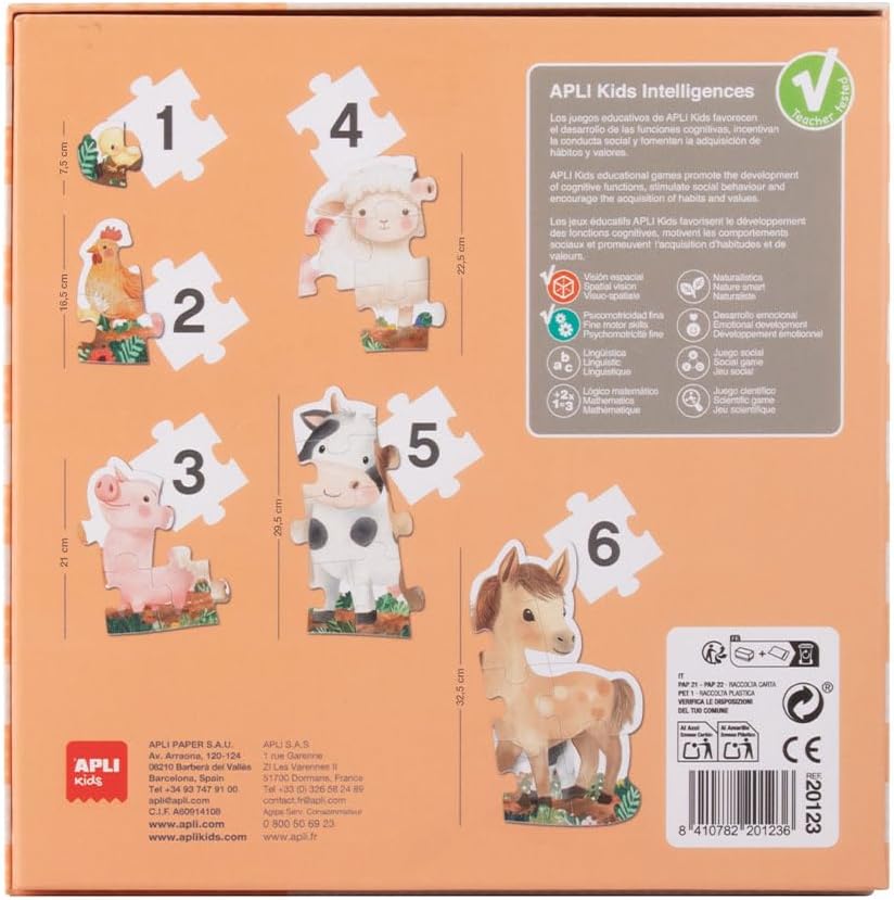 619hkOhPH5L_AC_SL1080_ - Da-Da Kids Orange APLI kids puzzle box showing six animal puzzle figures with numbers 1–6 on white puzzle pieces