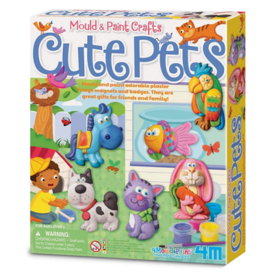 MOLDEA-Y-PINTA-LINDAS-MASCOTAS-4M - Da-Da Kids Box for 'Cute Pets' mould-and-paint crafts kit with colorful animal figures and paints, for ages 5+ (4M).