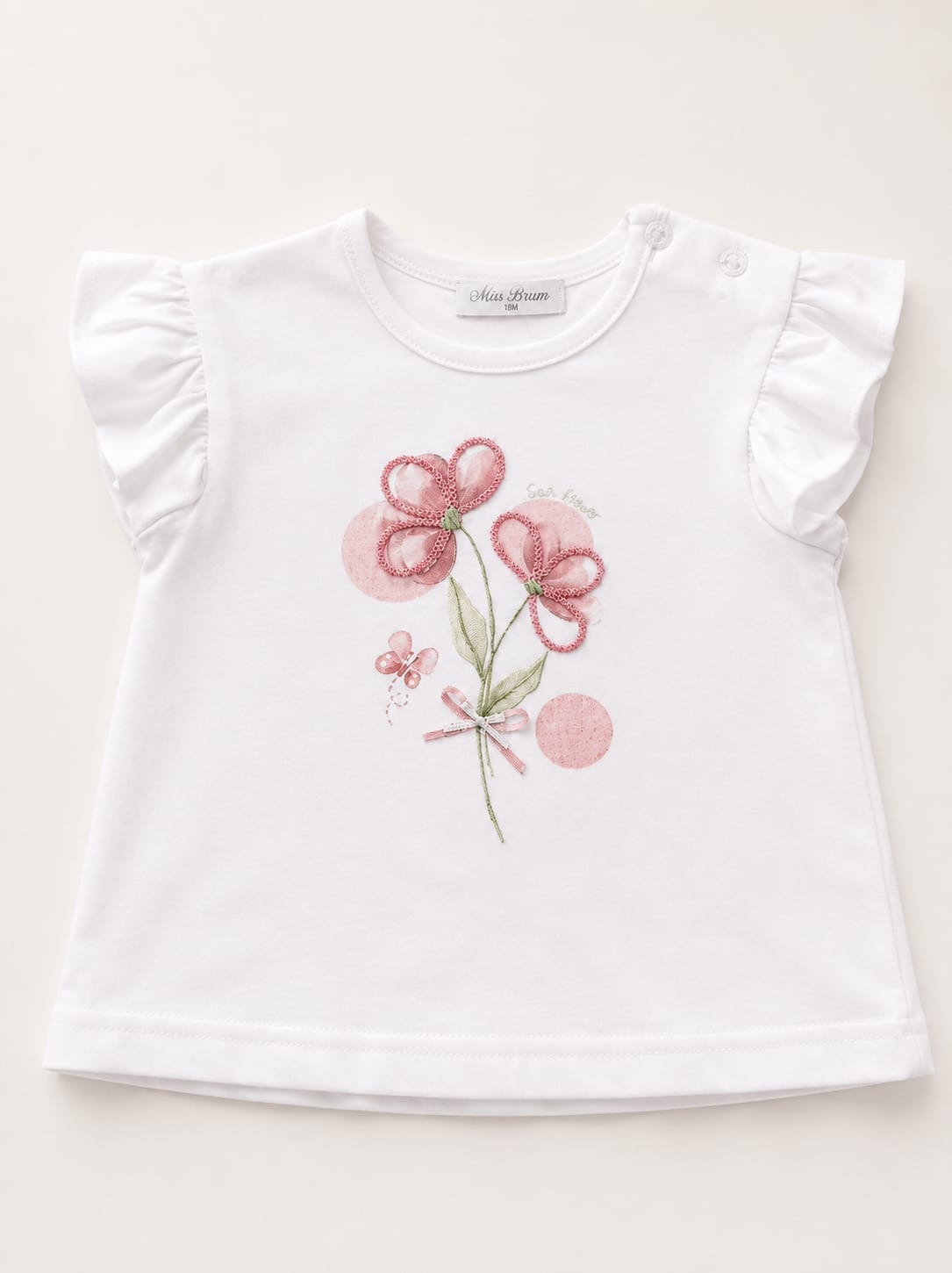 WhatsApp Image 2026-07-27 at 105102 1 - Da-Da Kids White toddler T-shirt with a pink floral bouquet print on the front.