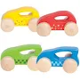 shopping 2 - Da-Da Kids Four small colorful plastic toys with rounded bodies in yellow, red, green, and blue and beige ends.