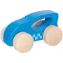 shopping 4 - Da-Da Kids Blue wooden toy car with natural-colored wheels, a simple push-along toddler toy.