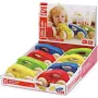 shopping 5 - Da-Da Kids Set of four bright plastic toy cars in packaging, with a smiling toddler playing in the background.