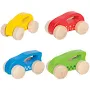shopping - Da-Da Kids Four small toy cars in yellow, red, blue, and green arranged together with white wheels for each vehicle.