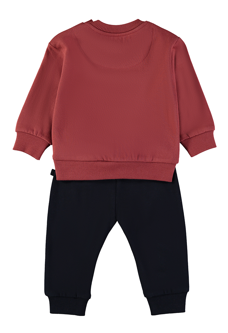 262010_000030_2 - Da-Da Kids Baby outfit: dusty pink sweatshirt with ribbed cuffs and black jogger pants